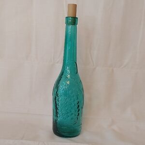 Teal Glass Decorative Bottle